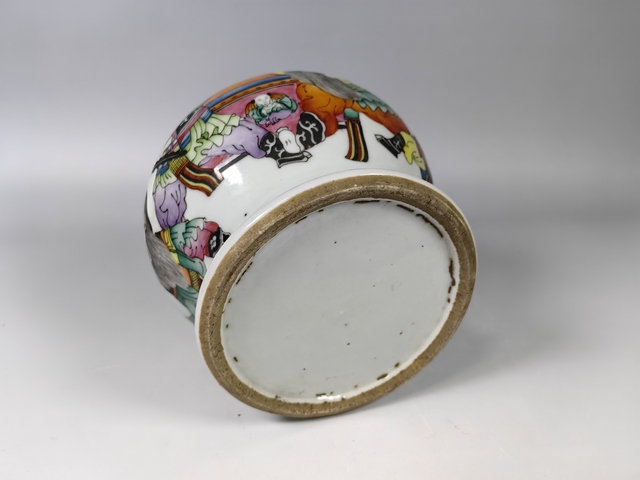 古玩陶瓷民國戲曲人物紋小將軍罐真品鑒賞圖