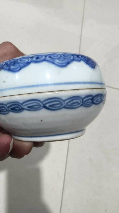 古玩陶瓷青花印泥盒真品鑒賞圖