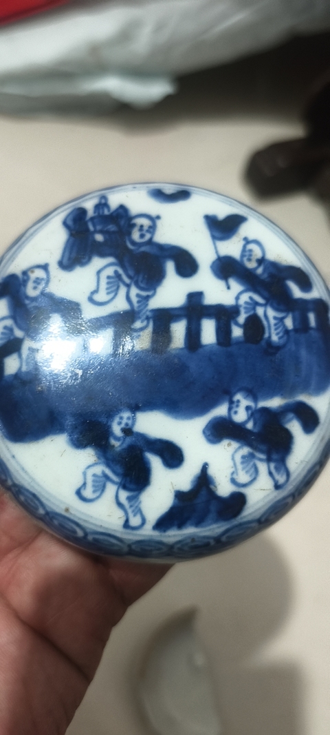 古玩陶瓷青花印泥盒真品鑒賞圖