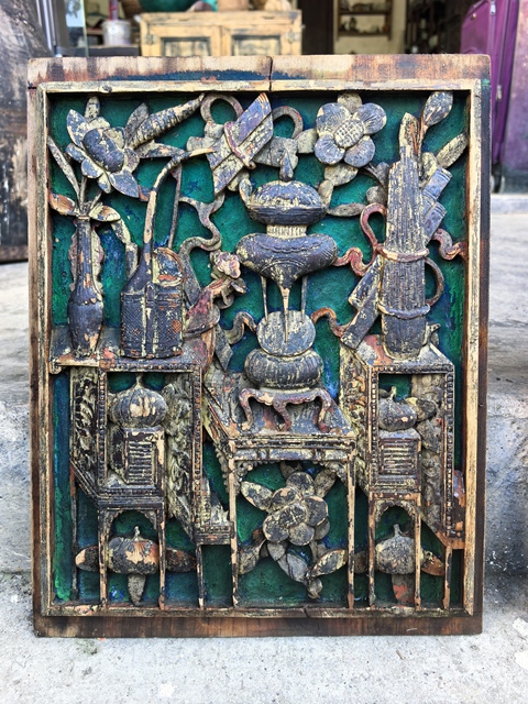 古玩雜項清代木雕博古圖花板真品鑒賞圖