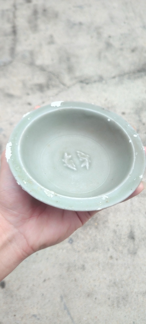 古玩陶瓷龍泉窯青釉洗真品鑒賞圖