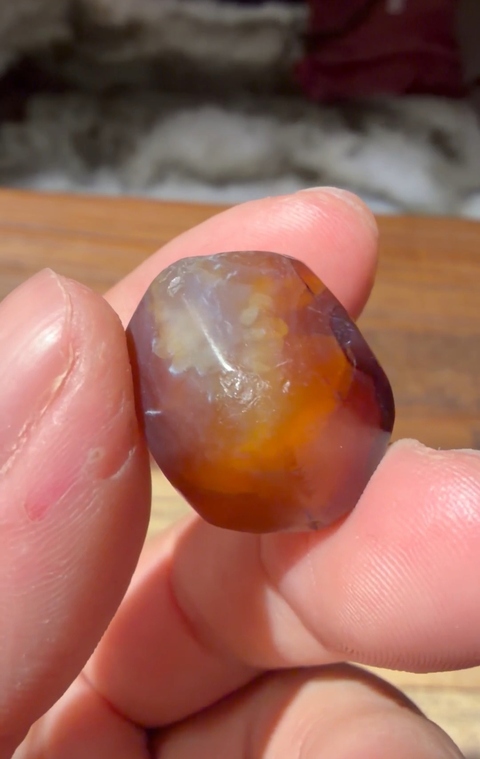 古玩玉器瑪瑙多棱珠真品鑒賞圖