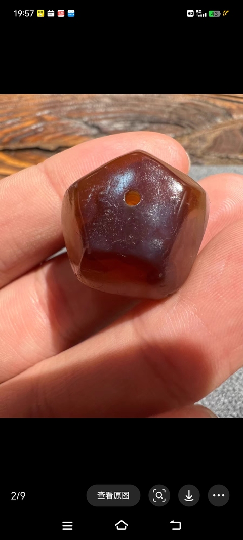 古玩玉器瑪瑙多棱珠真品鑒賞圖