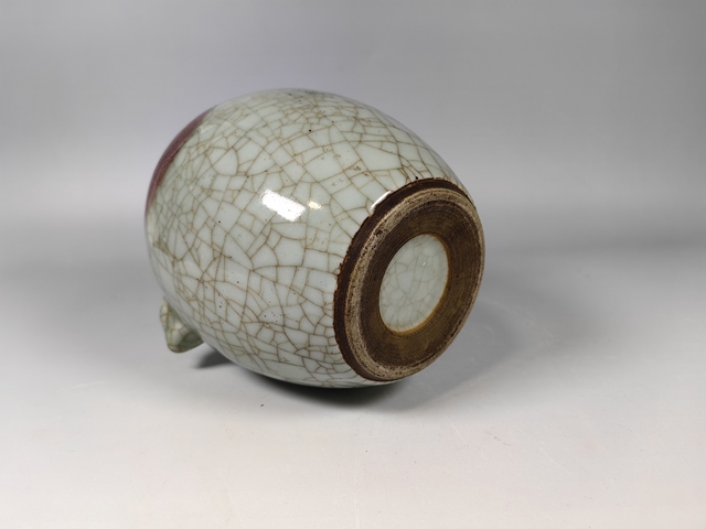 古玩陶瓷清中早哥釉釉里紅獸耳尊真品鑒賞圖