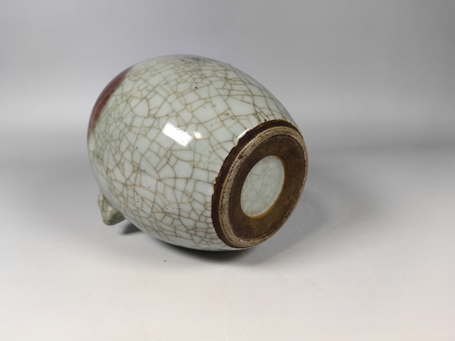 古玩陶瓷清中早哥釉釉里紅獸耳尊真品鑒賞圖