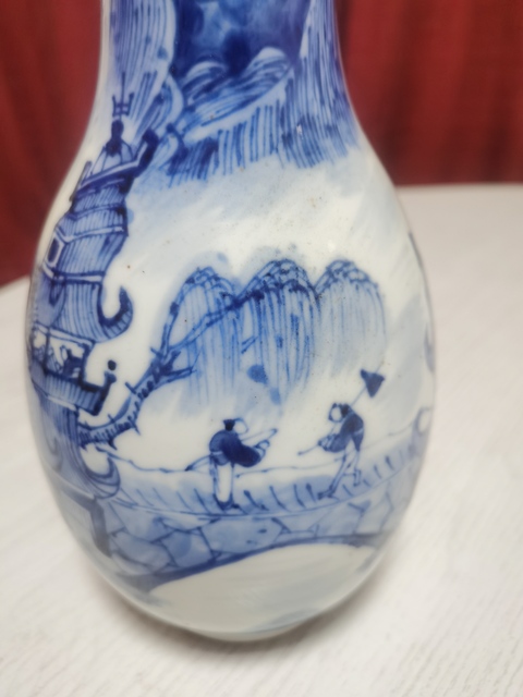 古玩陶瓷青花山水人物紋瓶真品鑒賞圖