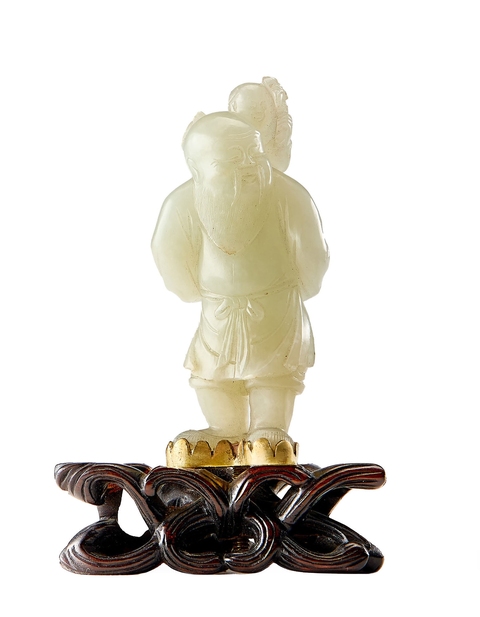 古玩玉器清代老少樂玉雕件真品鑒賞圖