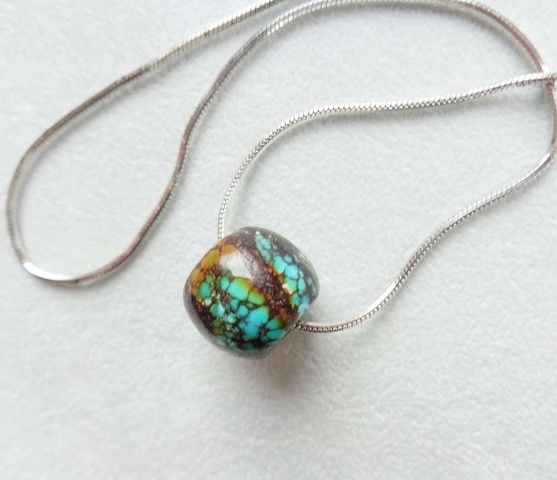 古玩玉器天然綠松石珠真品鑒賞圖