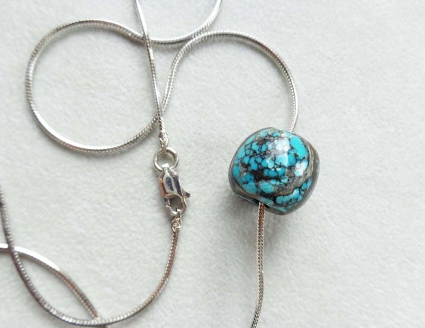 古玩玉器天然綠松石珠真品鑒賞圖