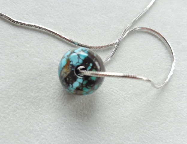 古玩玉器天然綠松石珠真品鑒賞圖