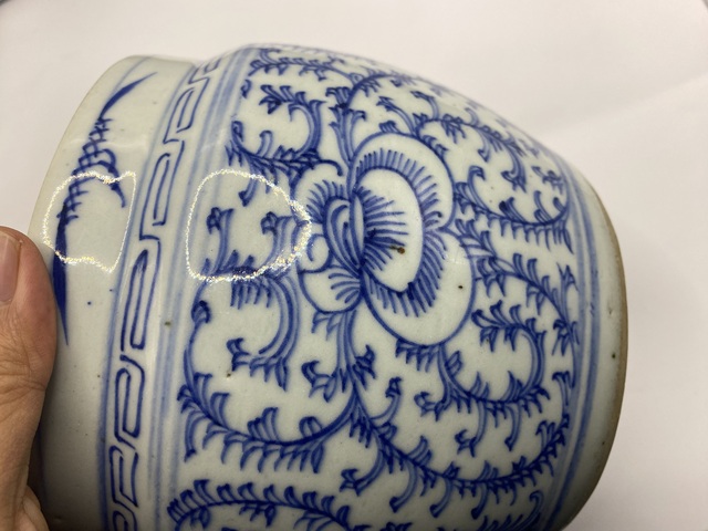 古玩陶瓷青花淡描花卉紋粥罐拍賣，當前價格398元