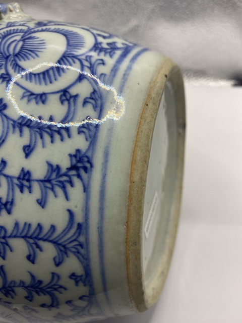 古玩陶瓷青花淡描花卉紋粥罐拍賣，當前價格398元