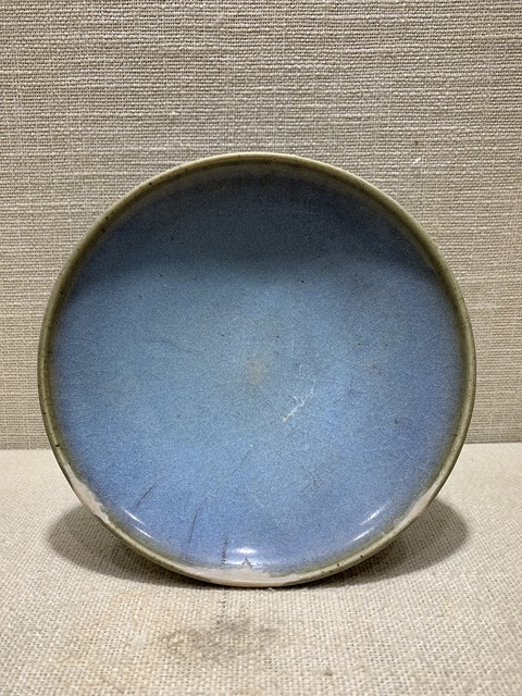 古玩陶瓷鈞窯天藍釉淺盤真品鑒賞圖
