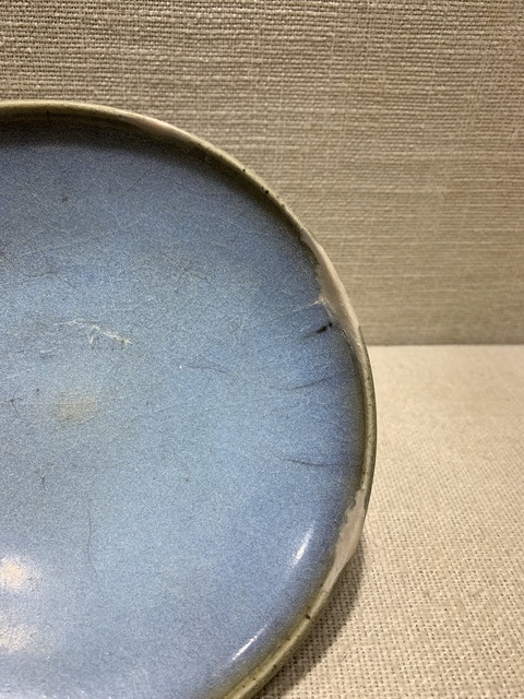 古玩陶瓷鈞窯天藍釉淺盤真品鑒賞圖