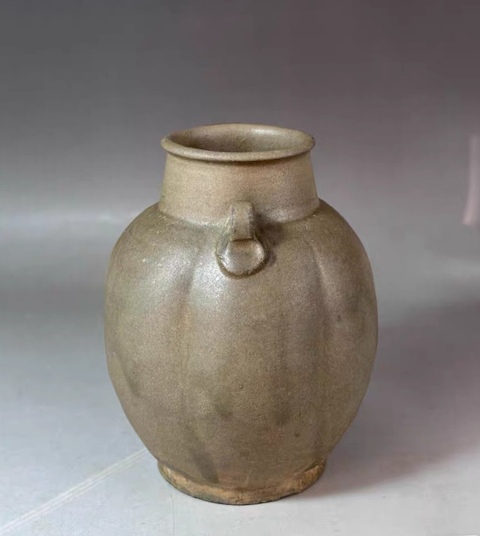 古玩陶瓷越窯系青瓷瓜楞罐真品鑒賞圖