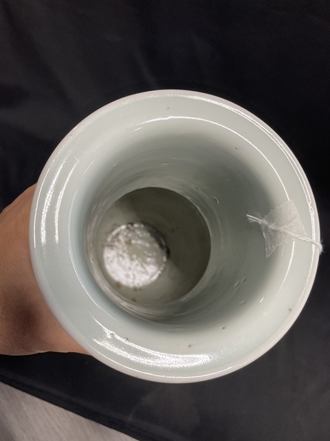 古玩陶瓷清晚期 灑藍釉礬紅魚紋棒槌瓶真品鑒賞圖