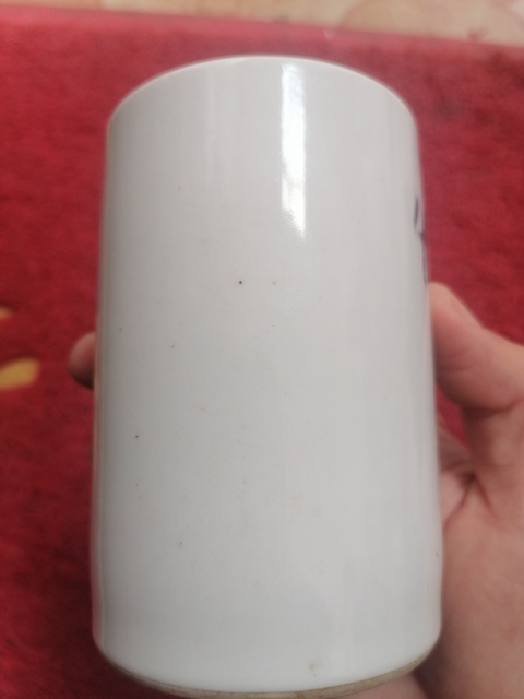 古玩陶瓷粉彩山水閣樓筆筒真品鑒賞圖