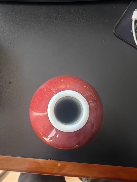 古玩陶瓷鈞紅釉膽式瓶真品鑒賞圖