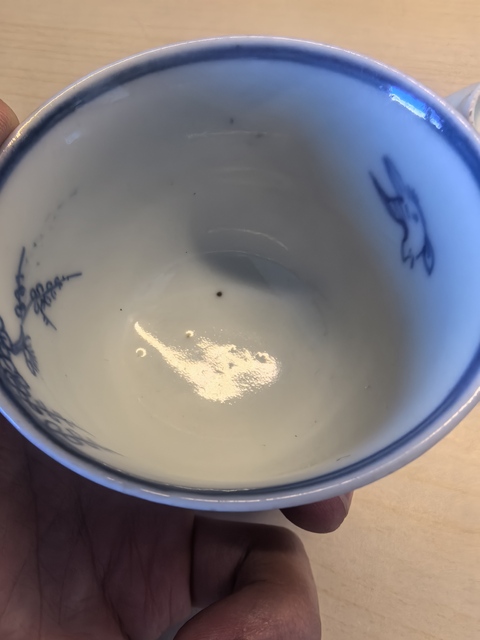 古玩陶瓷花鳥紋青花杯真品鑒賞圖