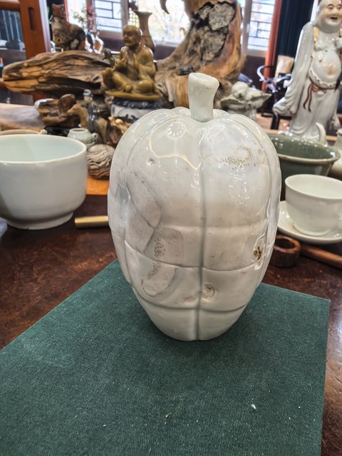 古玩陶瓷湖田窯青白釉蓋盒真品鑒賞圖