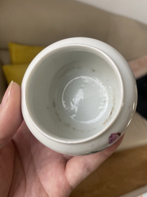 古玩陶瓷民國(guó)粉彩花卉水盂真品鑒賞圖