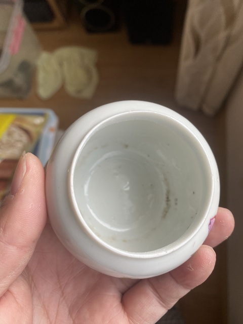 古玩陶瓷民國(guó)粉彩花卉水盂真品鑒賞圖