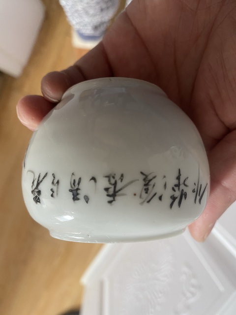 古玩陶瓷民國(guó)粉彩花卉水盂真品鑒賞圖