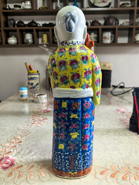 古玩陶瓷民國粉彩壽星真品鑒賞圖