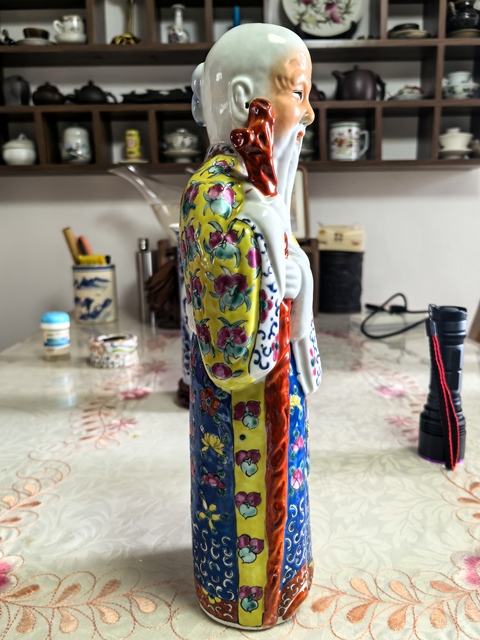 古玩陶瓷民國粉彩壽星真品鑒賞圖