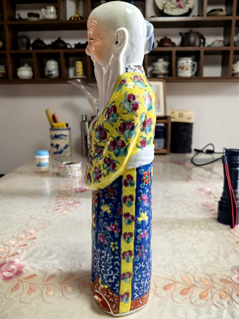 古玩陶瓷民國粉彩壽星真品鑒賞圖