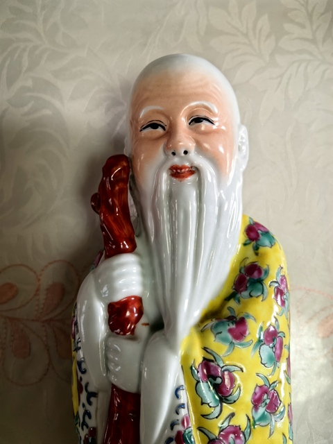 古玩陶瓷民國粉彩壽星真品鑒賞圖