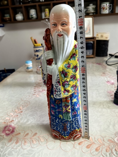 古玩陶瓷民國粉彩壽星真品鑒賞圖