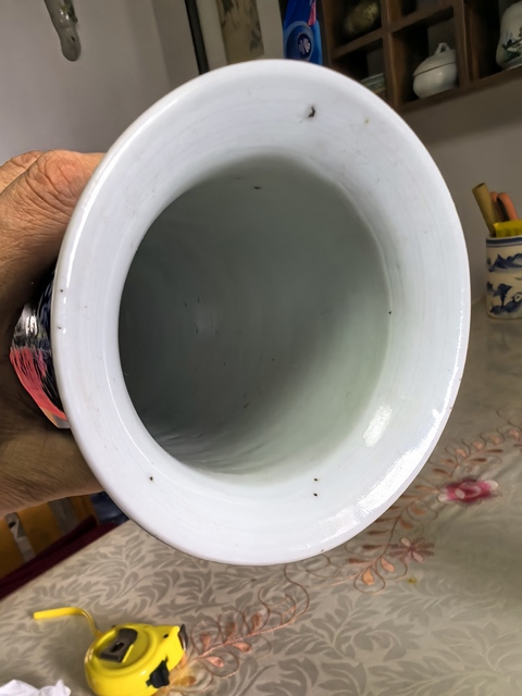 古玩陶瓷青花開光花鳥紋箭筒真品鑒賞圖