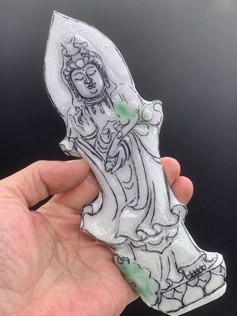 古玩玉器天然翡翠“觀音”擺件真品鑒賞圖