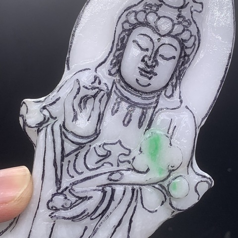 古玩玉器天然翡翠“觀音”擺件真品鑒賞圖