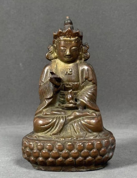 古玩銅器銅觀音菩薩像真品鑒賞圖