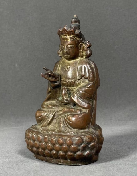 古玩銅器銅觀音菩薩像真品鑒賞圖