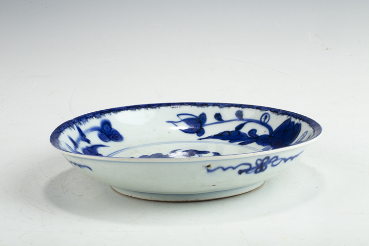 古玩陶瓷清早·青花花卉紋盤拍賣，當前價格338元