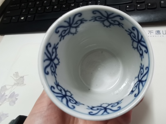 古玩陶瓷日本明治青花山水詩文香爐真品鑒賞圖