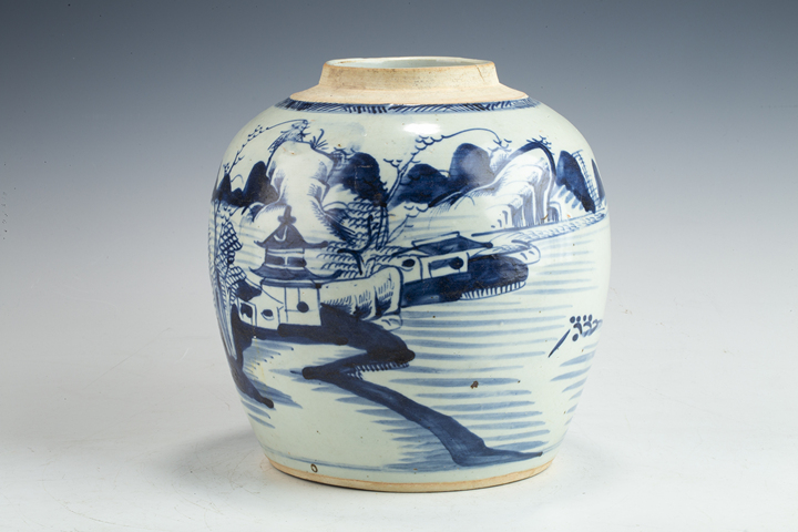 古玩陶瓷清早·青花山水人物紋罐真品鑒賞圖