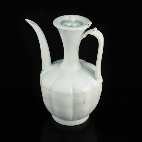 古玩陶瓷湖田窯影青瓜棱執壺真品鑒賞圖