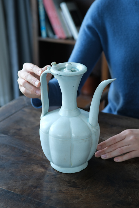 古玩陶瓷湖田窯影青瓜棱執壺真品鑒賞圖