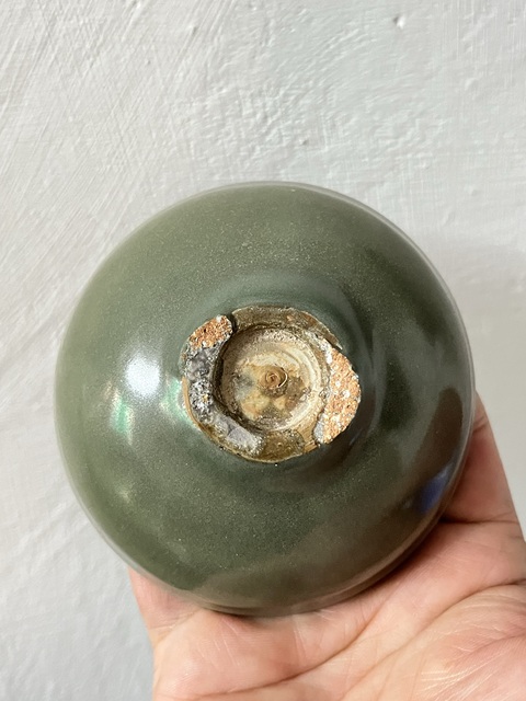 古玩陶瓷龍泉青釉束口杯真品鑒賞圖