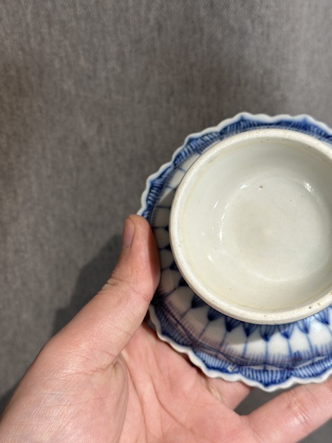 古玩陶瓷青花花卉花口貢盤真品鑒賞圖