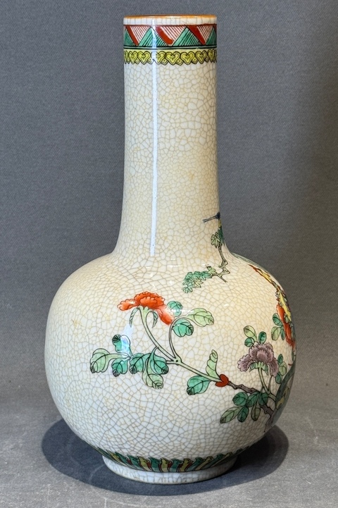 古玩陶瓷哥釉五彩天球瓶真品鑒賞圖