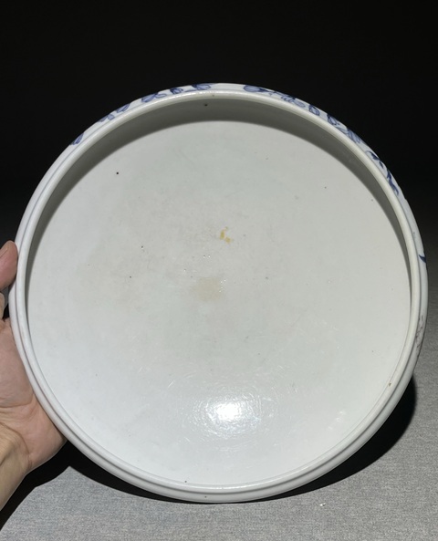 古玩陶瓷青花釉里紅蝶戀花水洗真品鑒賞圖