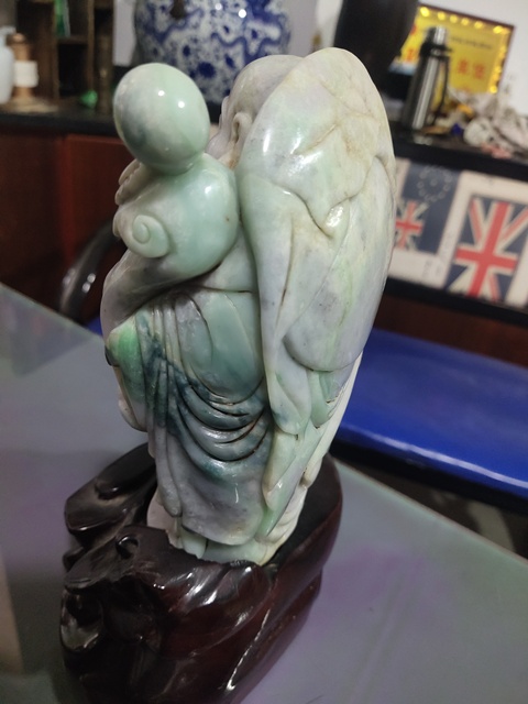 古玩玉器翡翠雕“彌勒佛”擺件真品鑒賞圖