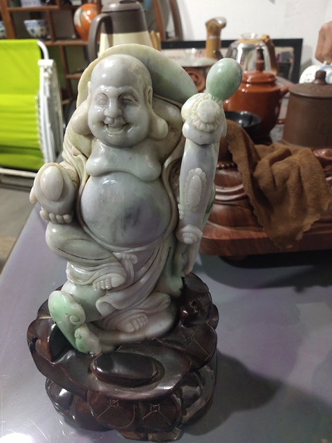 古玩玉器翡翠雕“彌勒佛”擺件真品鑒賞圖