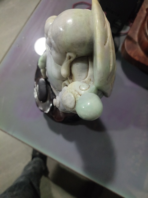 古玩玉器翡翠雕“彌勒佛”擺件真品鑒賞圖