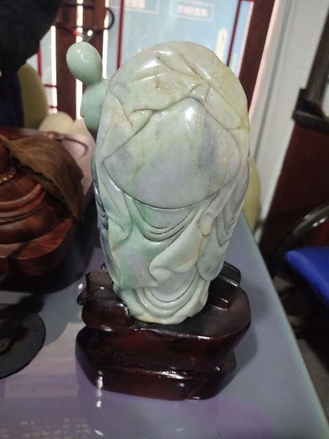 古玩玉器翡翠雕“彌勒佛”擺件真品鑒賞圖